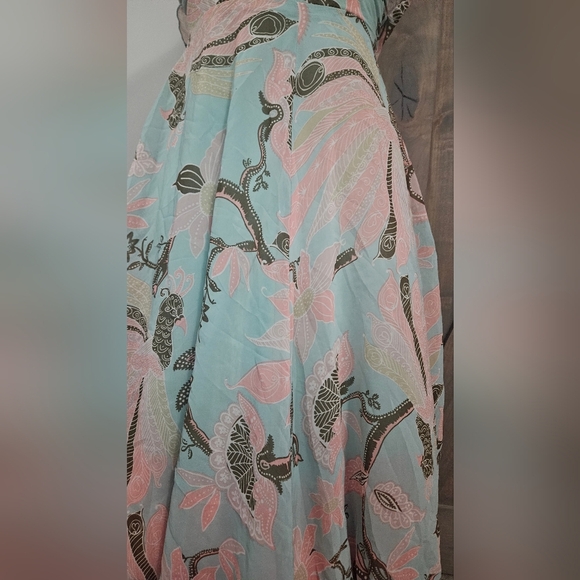 H&M Limited Edition Chiffon Boho Maxi Sundress In Pastel Print Blue/pink. Size 2 - Picture 14 of 15